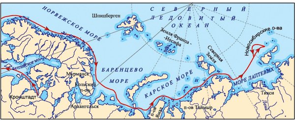 Течения Северного Ледовитого океана на карте