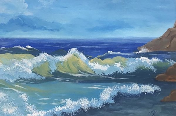 Рисование гуашью море