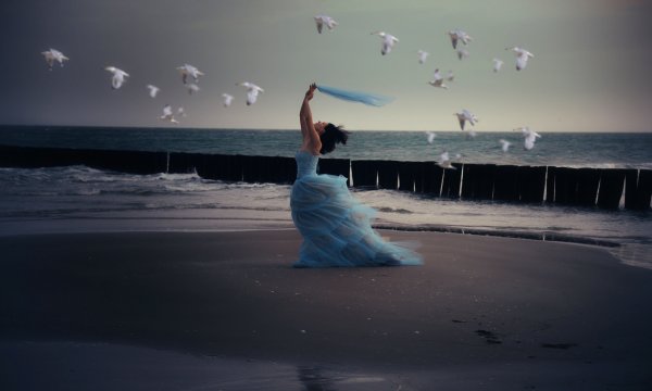 Девушка море грусть