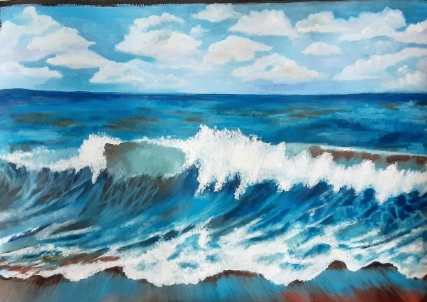 Волны гуашью