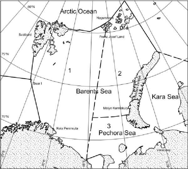 Карта Карского моря с островами