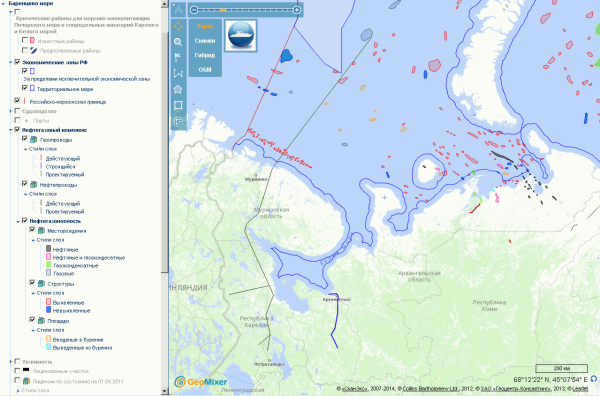 Шельф Карского моря на карте