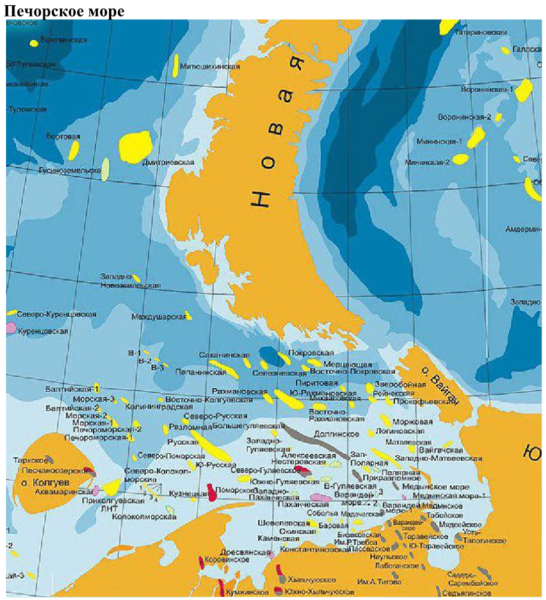 Шельф Баренцева моря на карте России