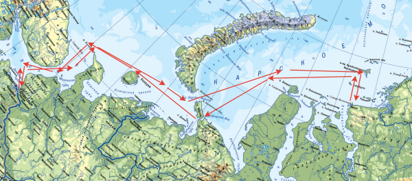 Карта - лоция Баренцева моря