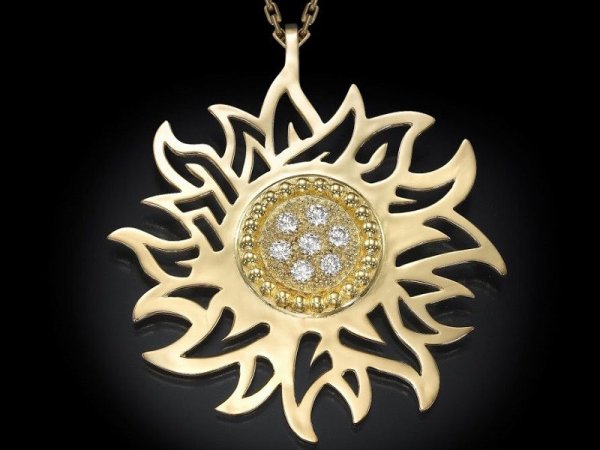 Золотой амулет "солнце и Луна"