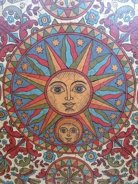 Русский лубок солнце и Луна