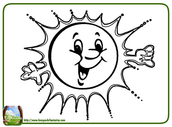 Раскраска солнце с лучами