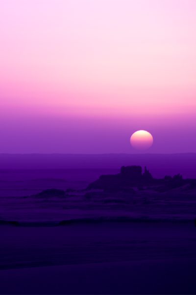 Закат фиолетового цвета