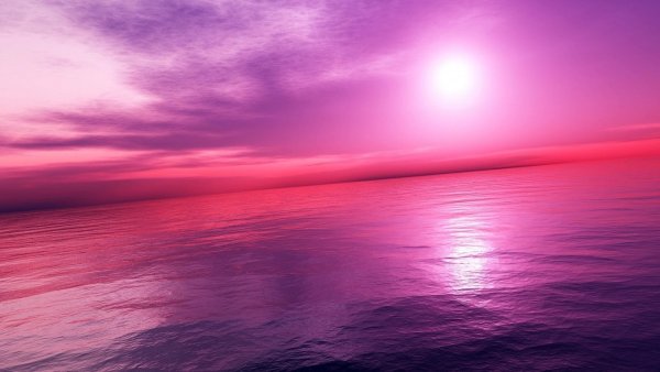 Розовый закат на море