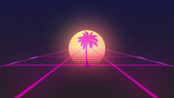 Ретро солнце с пальмами