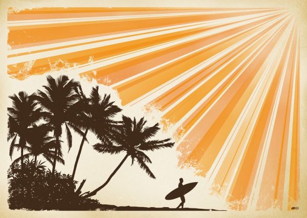 Ретровейв красное солнце