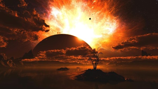 Демон с крыльями из огня