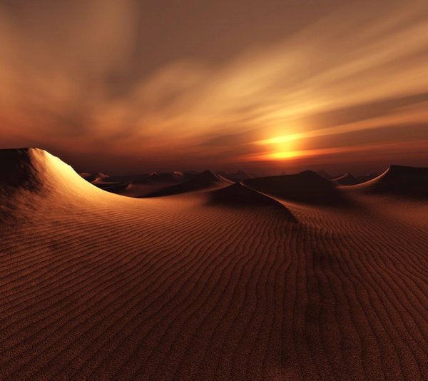 Закат солнца в пустыне