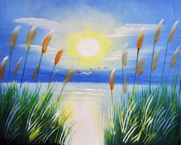 Летний пейзаж акварелью