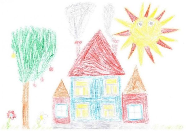 Домик для солнышка рисование