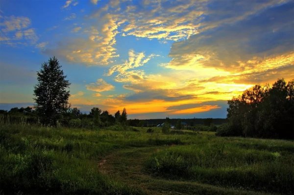 Закат в деревне