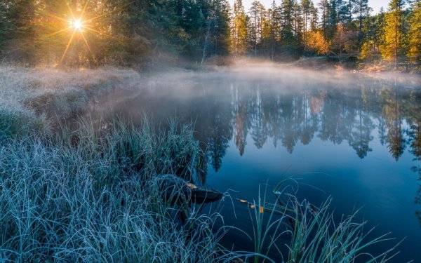 Горы озеро рассвет