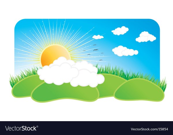 Солнышко с облаками и травкой