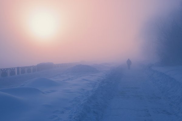 Зимний туман в городе