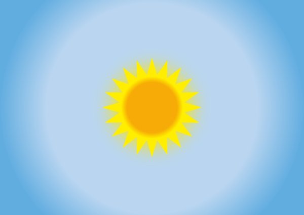 Яркое солнце на голубом фоне