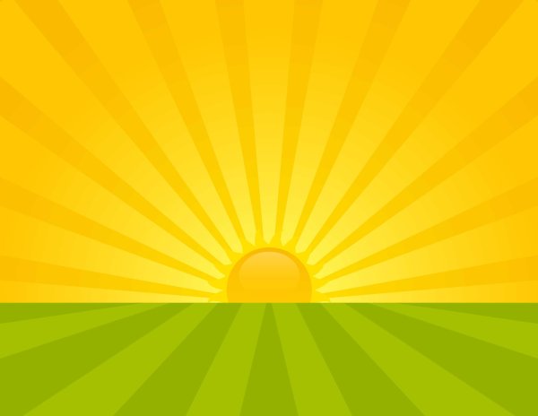 Восходящее солнце с лучами