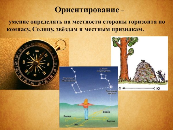 Определение сторон горизонта по солнцу и часам