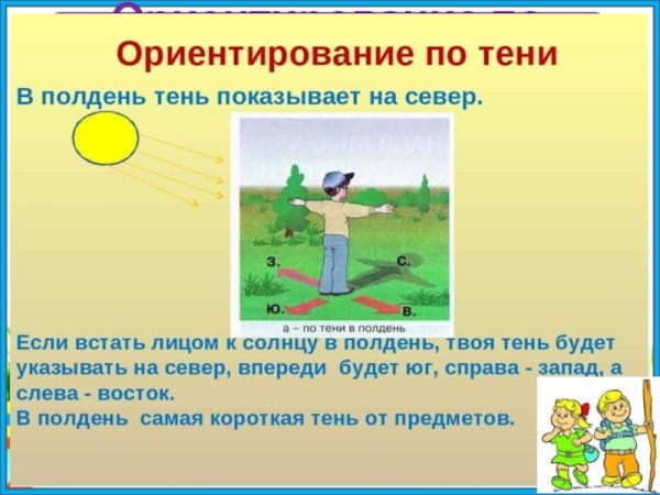 Ориентирование по солнцу и местным признакам