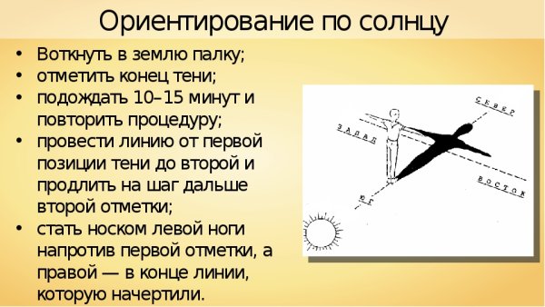 Ориентирование по солнцу и часам