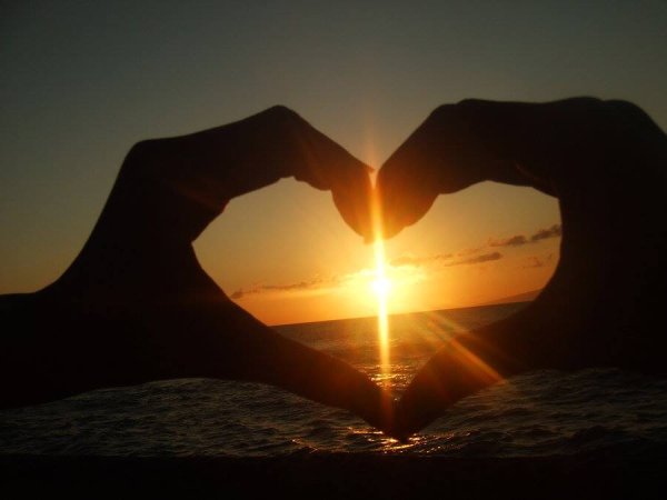 Сердце руками на закате