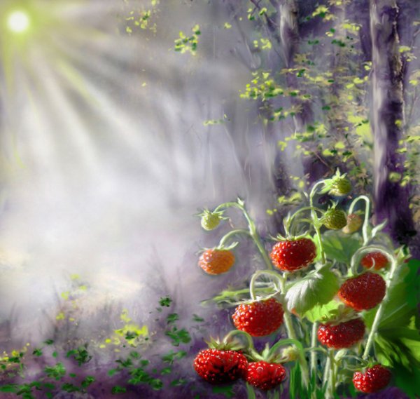 Сказочный лес с земляникой