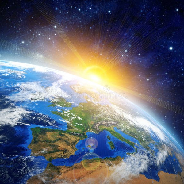 Рассвет над планетой земля