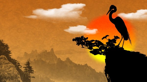 Озеро цапля на закате