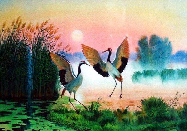 Птицы в небе живопись