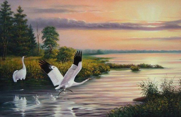 Закат гуашью