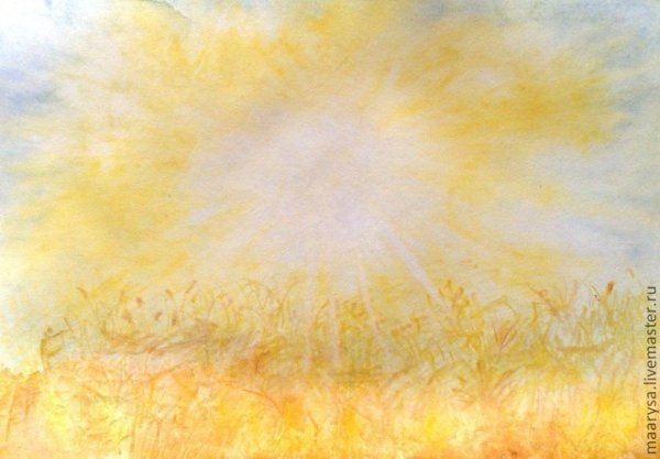 Восход солнца рисунок акварелью