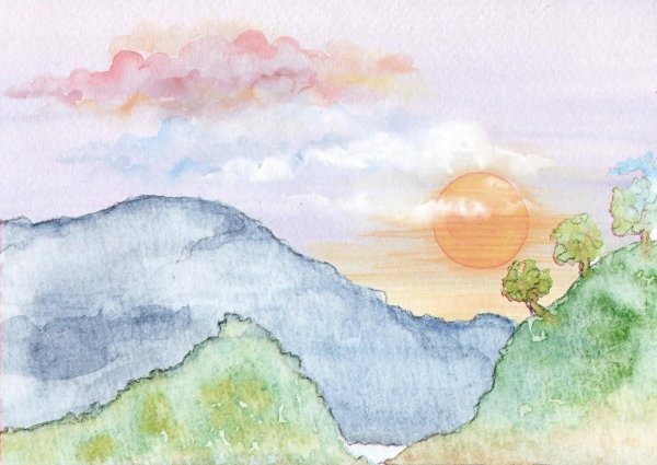 Рассвет гуашью