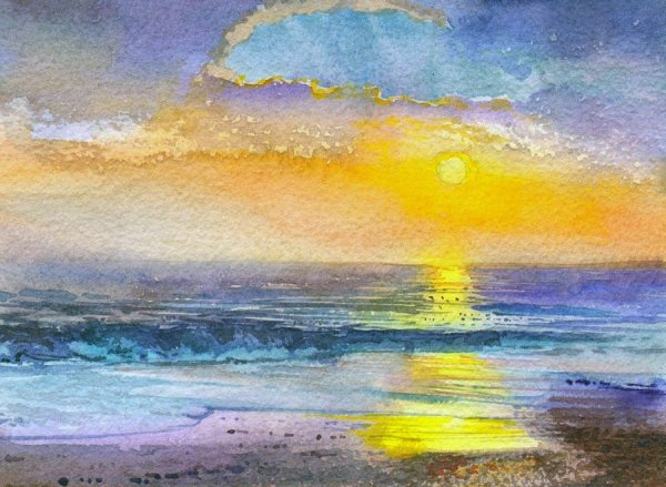 Солнце гуашью