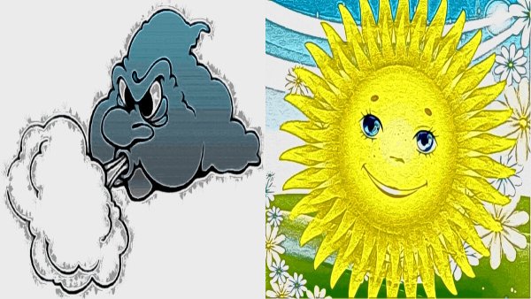 Солнце и ветер рисунок