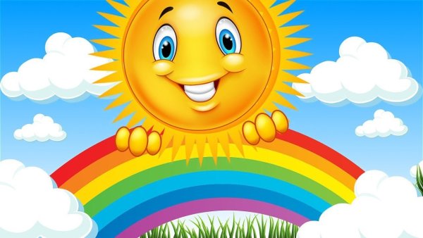 Тучка с солнышком с радугой