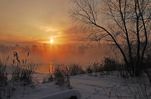 Пейзаж раннее зимнее утро