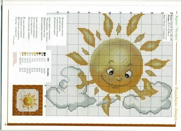 Схема вышивки солнце