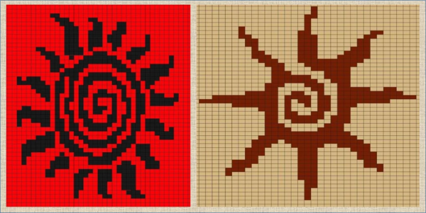 Рисунки по клеточкам солнце