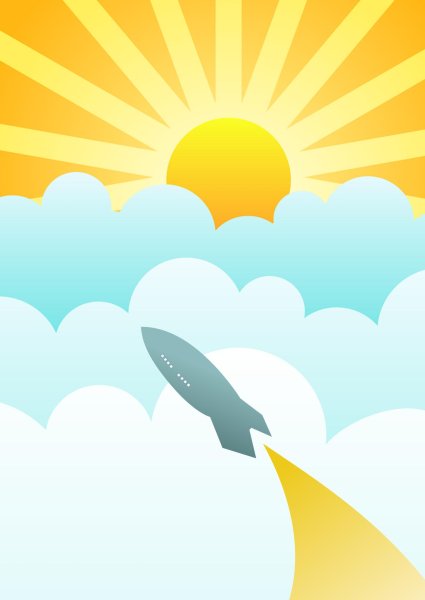 Мультяшное небо с солнцем