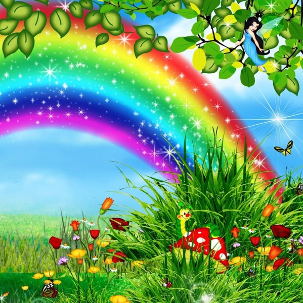 Радуга на фоне дождя