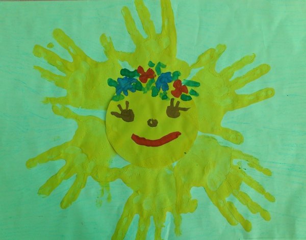 Рисование ладошками солнышко