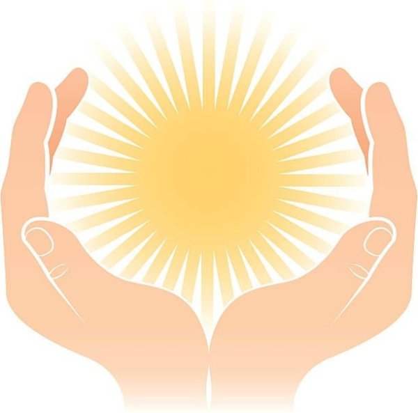 Держит солнце на ладони