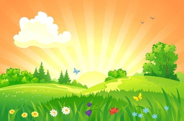 Фон Полянка и солнышко детский