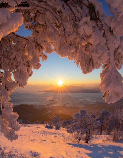 Закат солнца зимой