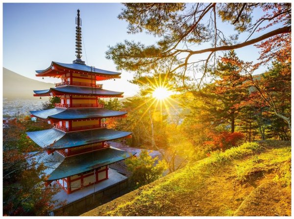 Японский пейзаж гора Фудзияма