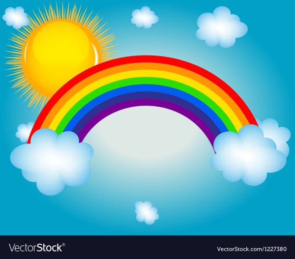 Облака солнце Радуга вектор